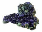 Sparkling Azurite Crystal Cluster with Malachite - Laos #56063-2